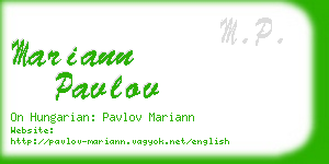 mariann pavlov business card